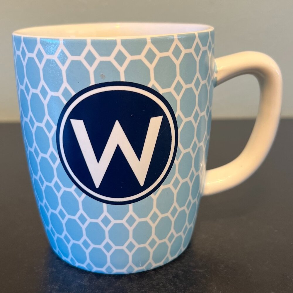 Target Letter W Monogram Initial HONEYCOMB Pattern Stoneware Mug